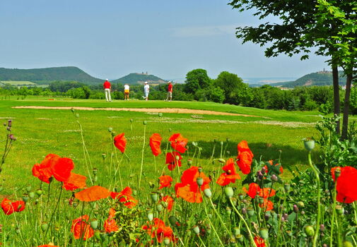Golfspieler auf dem Golfplatz Drei Gleichen bei Erfurt